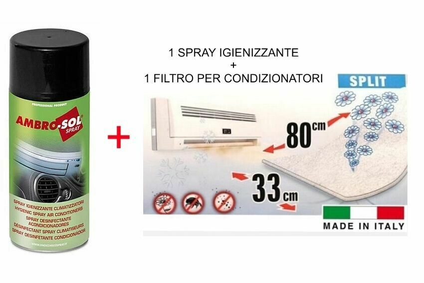 1 Igienizzante Spray Climatizzatori Condizionatori + 1 Filtro Geko Cm. 80 x 33