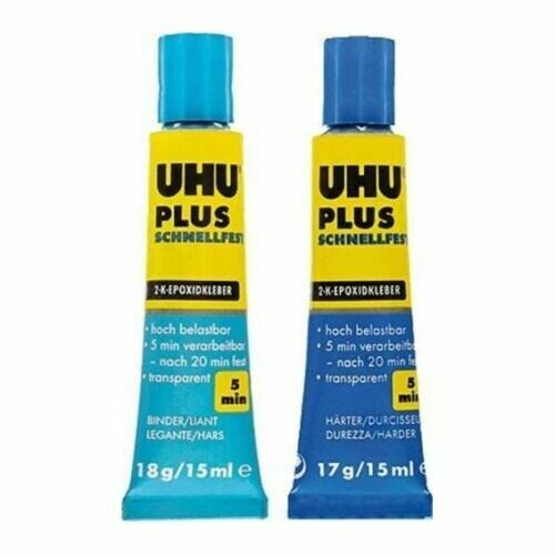 Colla Uhu Plus Bicomponente Rapido 2x15ml Per Metalli Pietra Calcestruzzo Porcellana Legno
