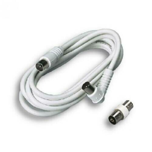 cavo Antenna mt.2 TV spina dritta + presa sq 9,5 mm bianco