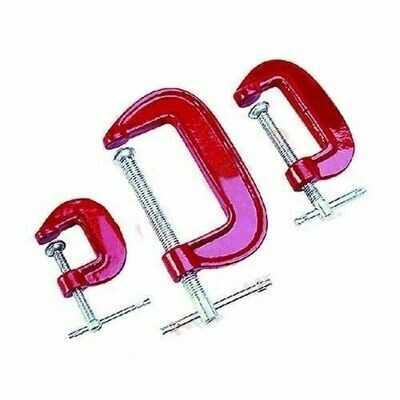 Set Kit Serie Morsa Morsetti a C Da 3 Pezzi Metallo Verniciato Da mm. 25 50 e 75