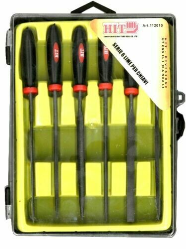 Serie Kit Set Lime Professionali per Limare Chiavi 6 pz con Manico HIT 112010