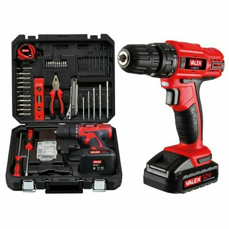 Kit Avvitatore 12V Con Batteria Caricabatteria e Valigetta 72 utensili Valex 1429414 Kit Avvitatore 12V Con Batteria Caricabatteria e Valigetta 72 utensili Valex 1429414