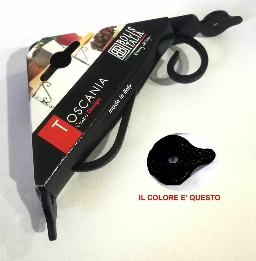 Reggi Mensole Supporto Staffe Ferro Battuto NERO MARTELLATO 23x18