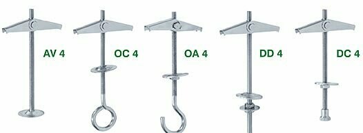 Tassello Lampadario mm.4 Asta Filettata Dado Contro Dado art.6804 Pezzi 10