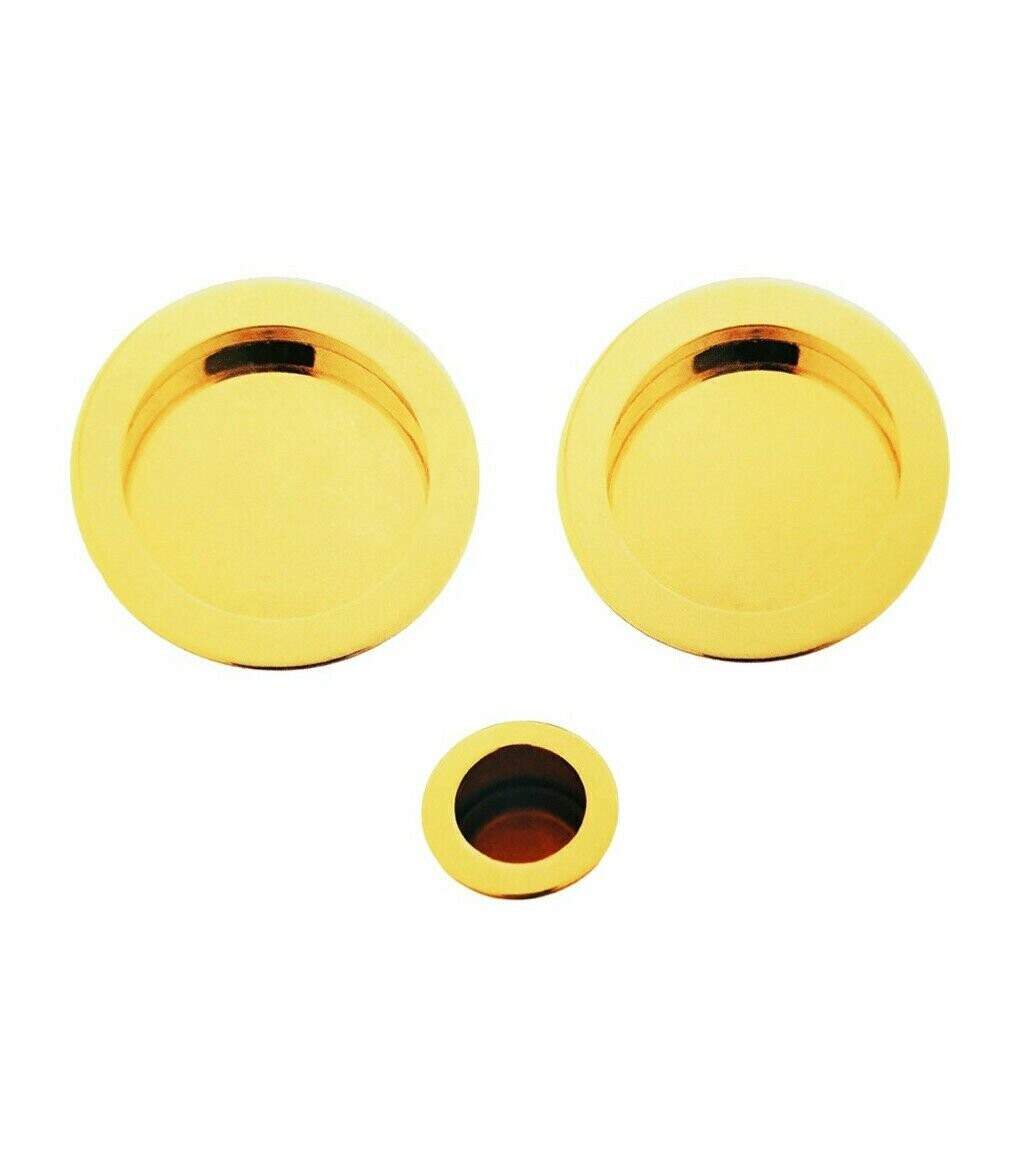 Kit per Porte Scorrevoli Tondo Oro senza Serratura e no Foro Chiave