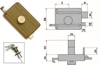 Serratura Portoncino Applicare Pomolo Cilindro ICSA  MM.50