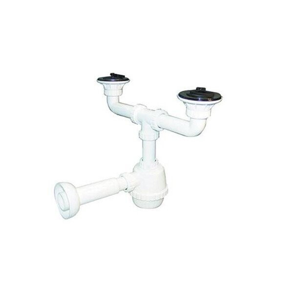 Sifone Plastica 2 Vie con Piletta da 1" 1/4 Scarico 32