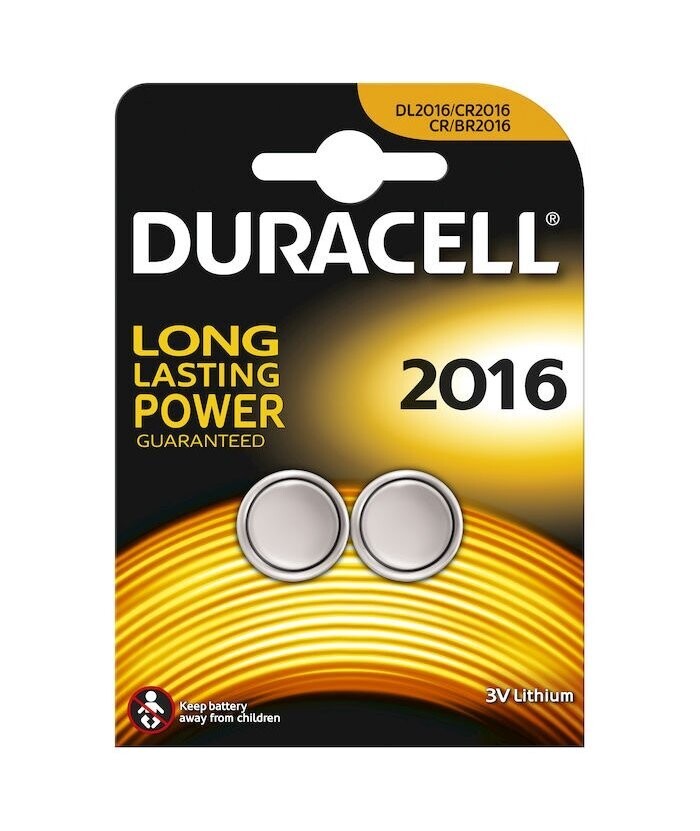 DURACELL 2 Batteria Pila  Bottone 3V CR 2016