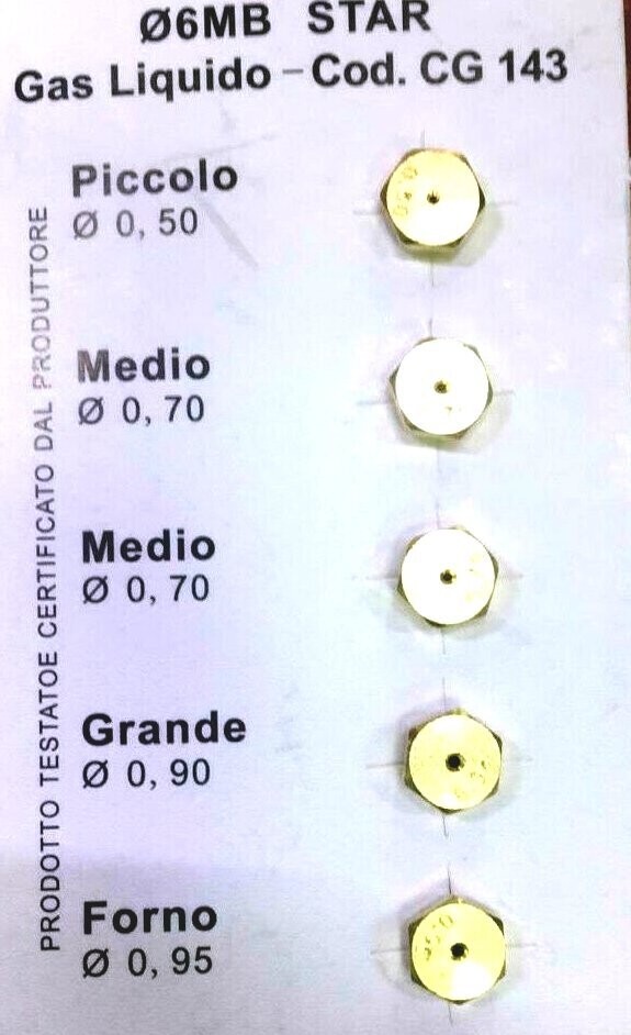 Ugello per Fornello Piano Cottura Gas Gpl Bombola Pezzi 5