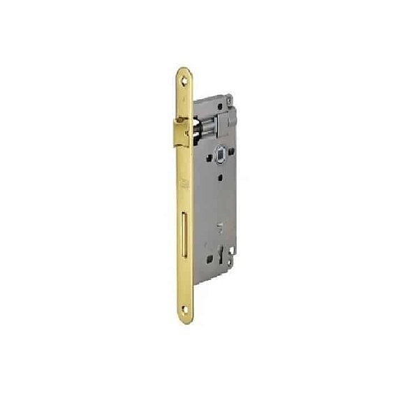 Serratura Patent Grande Bordo Ottone Tondo Da 50 Con Contropiastra