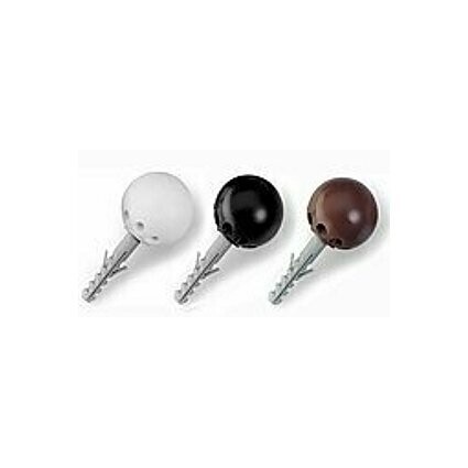 2 Paracolpo a Sfera in Gomma Bianco con Tassello da 8 d.35