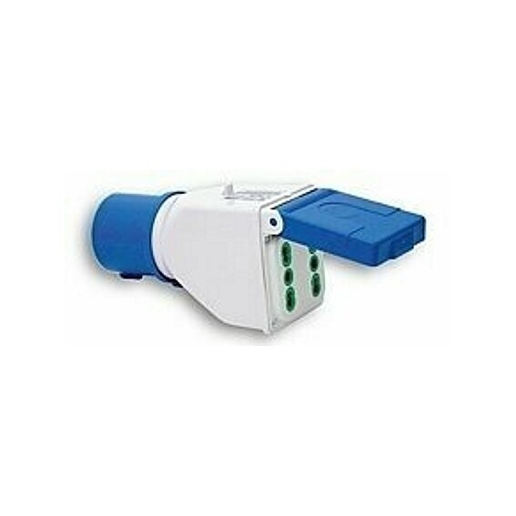 Adattatore Industriale Spina 2P+T 2 Prese Bipasso 10/16a Adattatore Industriale Spina 2P+T 2 Prese Bipasso 10/16a