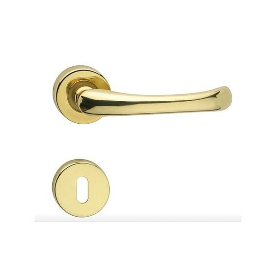 Maniglia Capri Coppia con Rosetta bocchetta q.8 Ottone Lucido