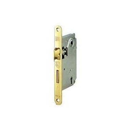 Serratura Patent Bordo Tondo Oro Lucido Dist.90 con Contropiastra