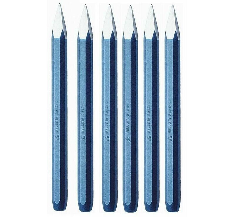6 BELLOTA Scalpello Muratore Punteruolo Corpo Ottagonale Blu Art. 5821 14X300 MM