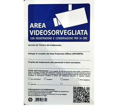 Cartello Targa 20x30 Cm Area Videosorvegliata Pezzi 5