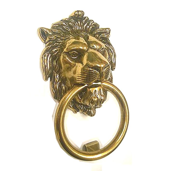 Battente Maniglia Oro Valenza con Testa di leone per Portone Made In Italy