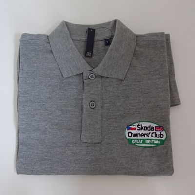 SIZE LARGE Skoda Owners Club Great Britain Logo Polo Grey
