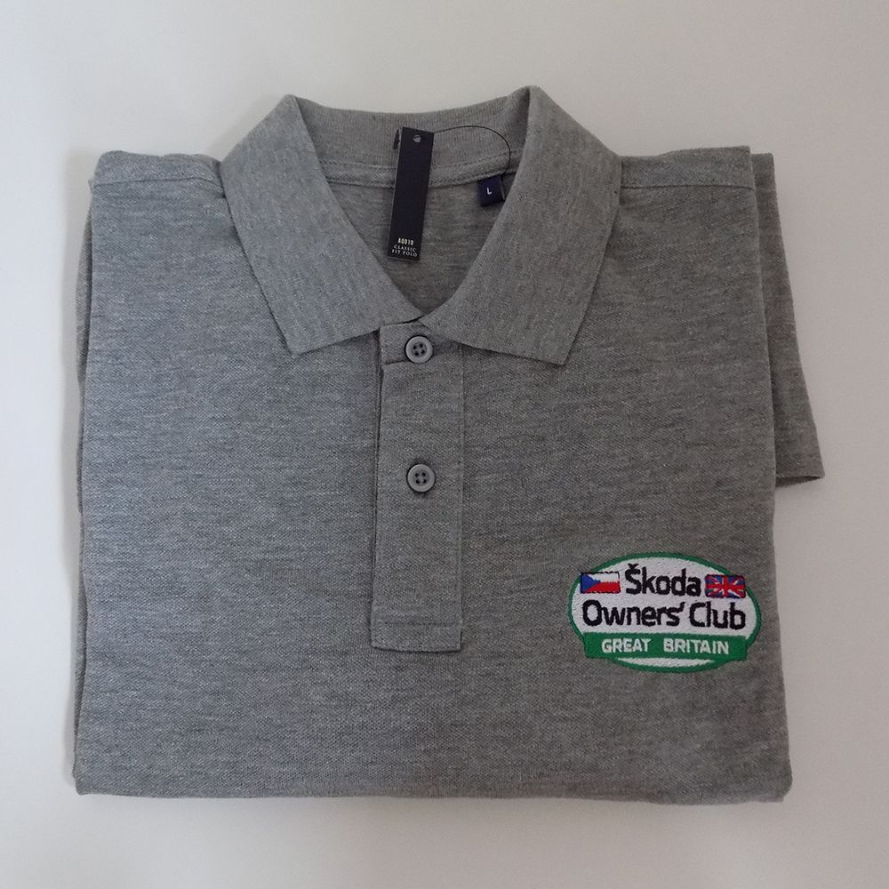 SIZE 2XL Skoda Owners Club Great Britain Logo Polo Grey