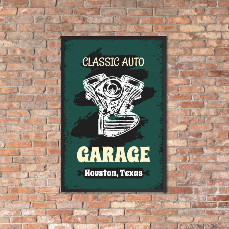 Framed poster &quot;Classic Auto Garage&quot;