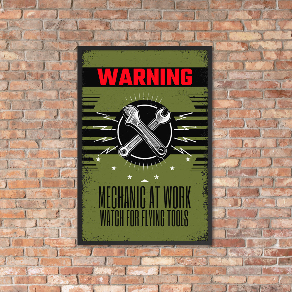 Framed poster &quot;Warning&quot;