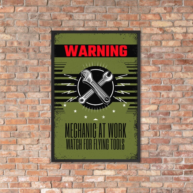 Framed poster &quot;Warning&quot;