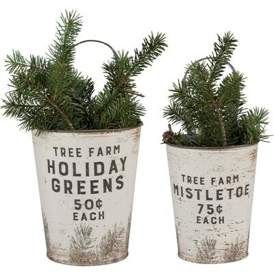 Set of Two Metal Holiday Pails