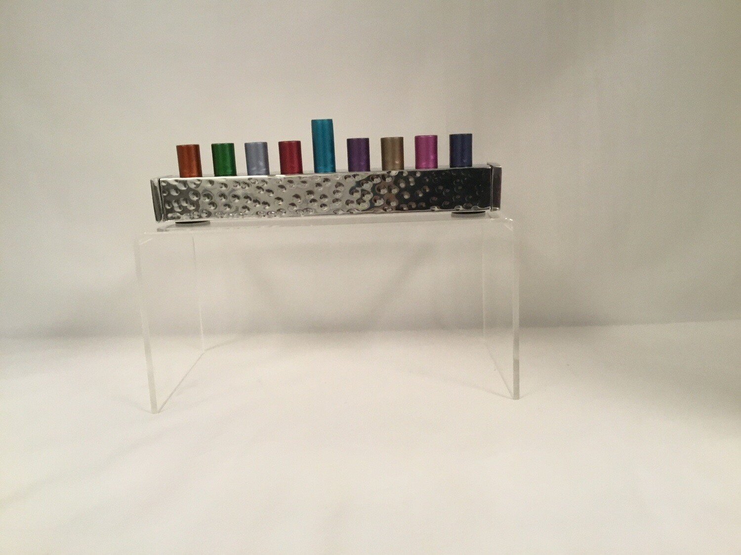 Emanuel Small Hammered Strip Menorah - Multicolor
