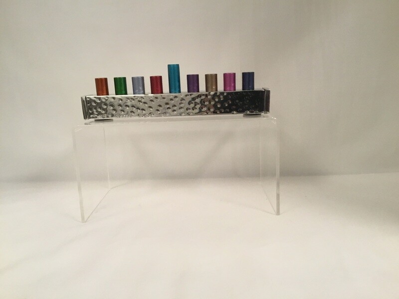 Emanuel Small Hammered Strip Menorah - Multicolor