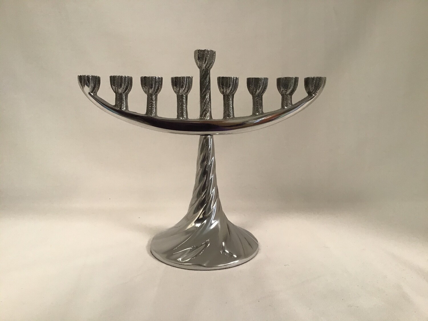 Swirl Base Nickel Menorah