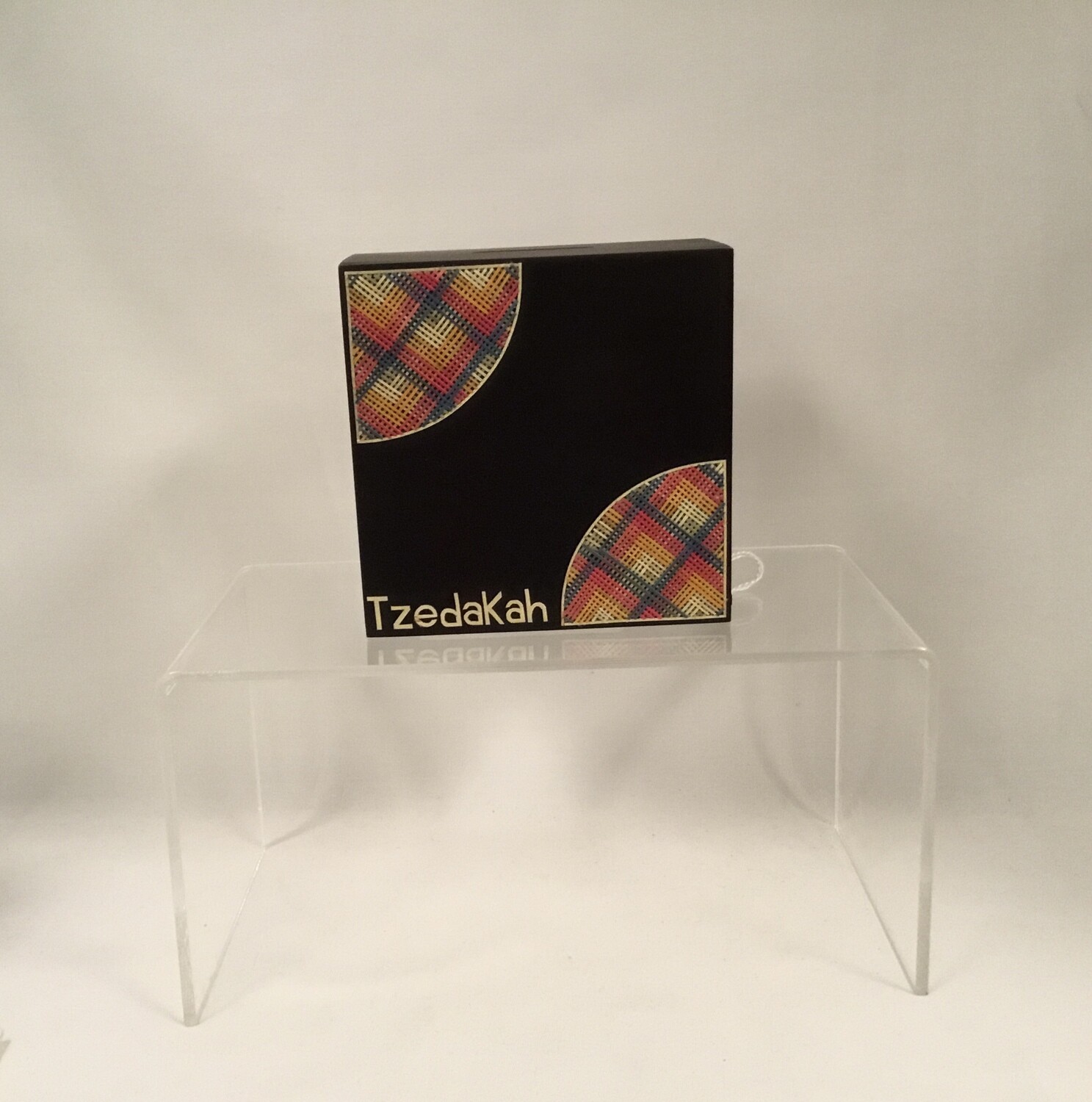 Wood Tzedakah Box with  Sea of Reed Corners
