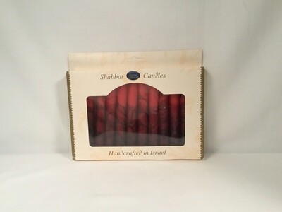 Safed Red Head Shabbat Candles - 12