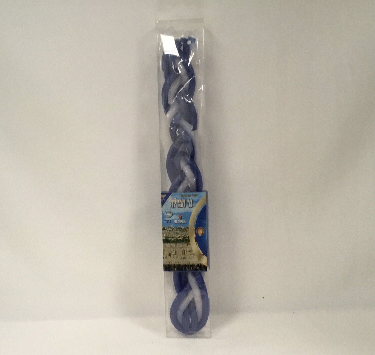 Havdalah Candle, Flat Blue/White