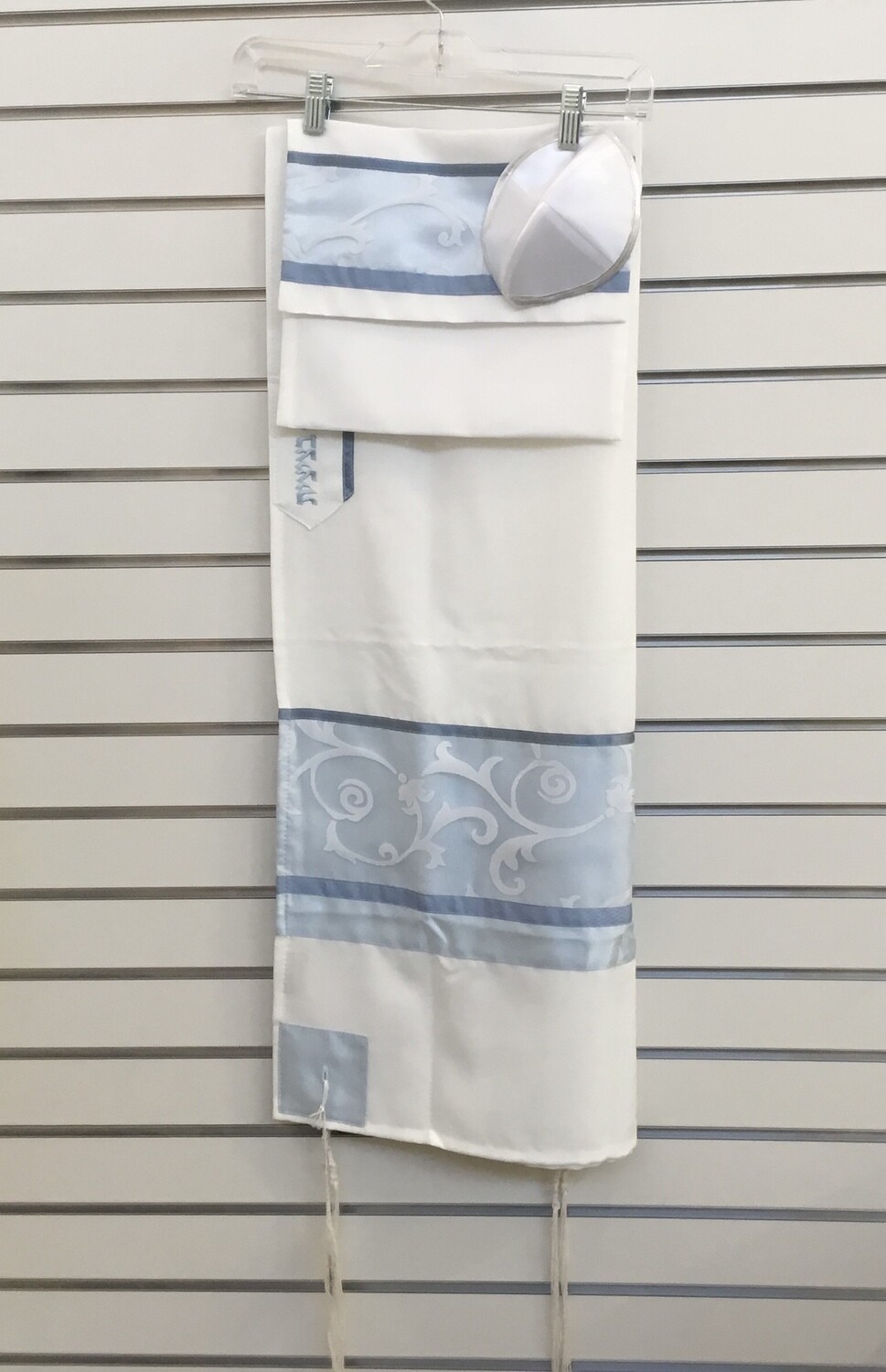 Light Blue Scroll Motif Tallit Set
