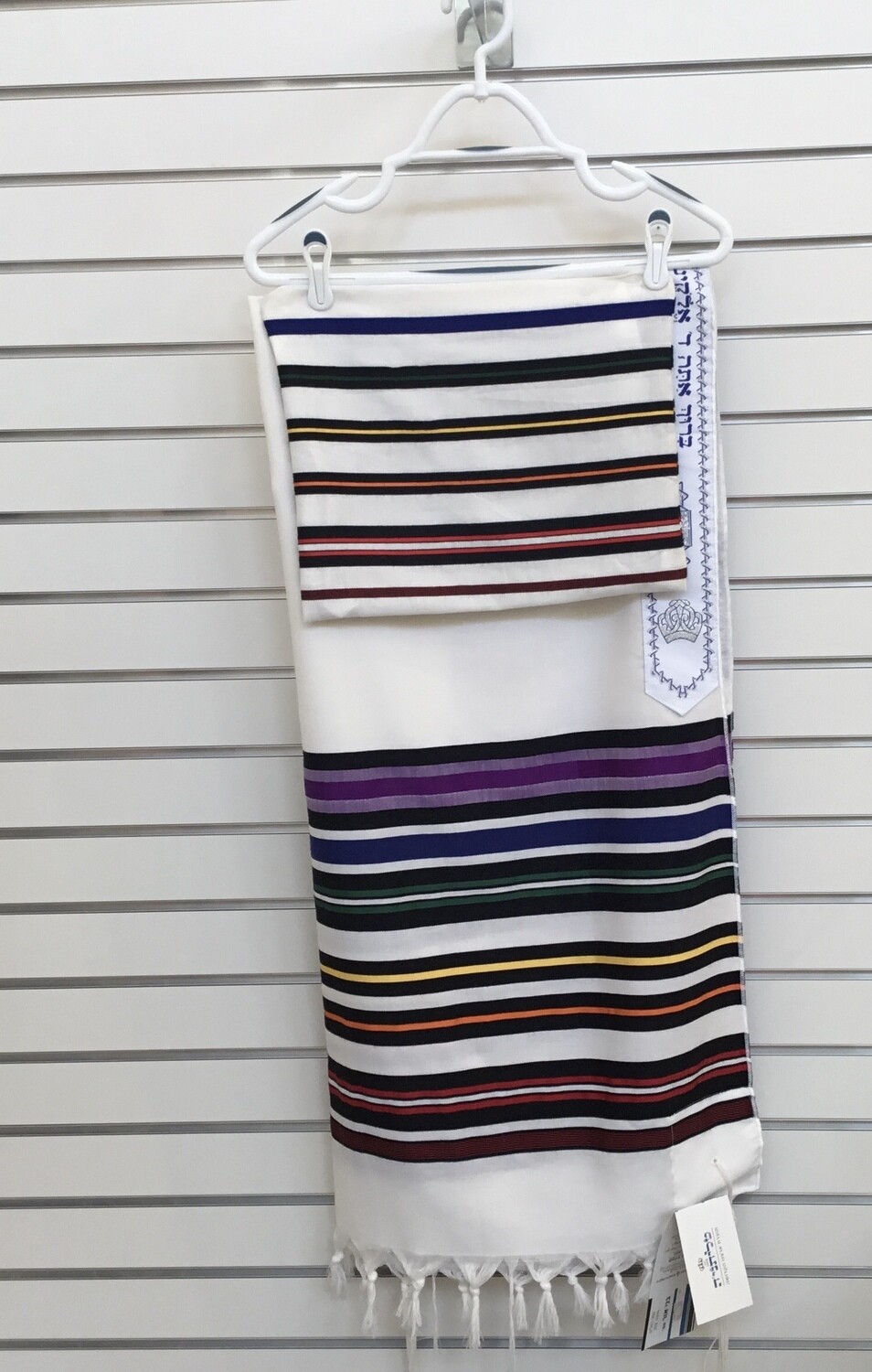 Tallit w/Bag Wool Multi Color Stripes