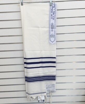 Wool Tallit w/Blue and Silver stripes