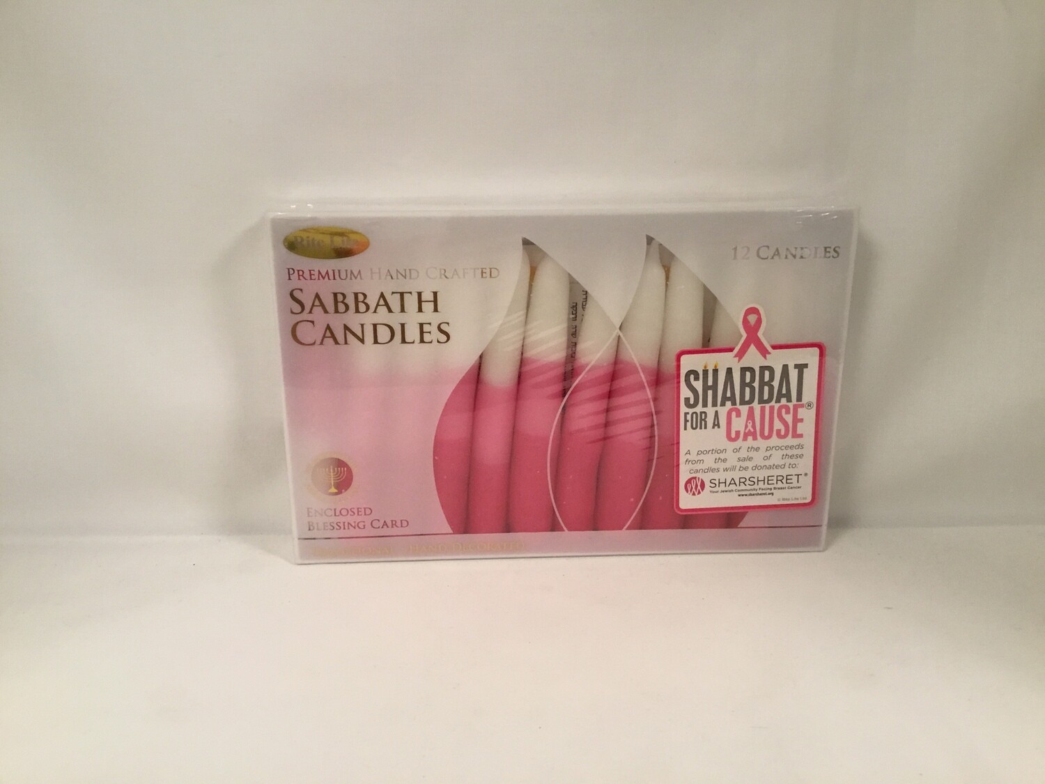 Shabbat Candles for a Cause-Pink/White - 12