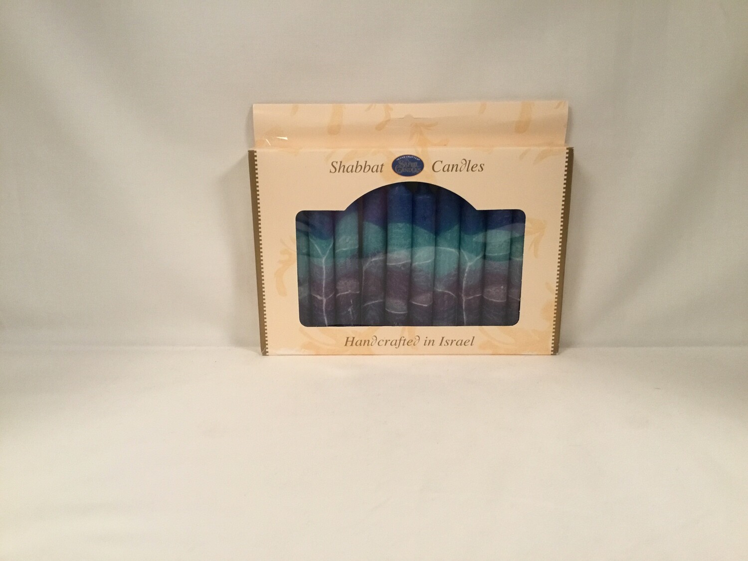 Safed Shades of Blue and Purple Shabbat Candles - 12