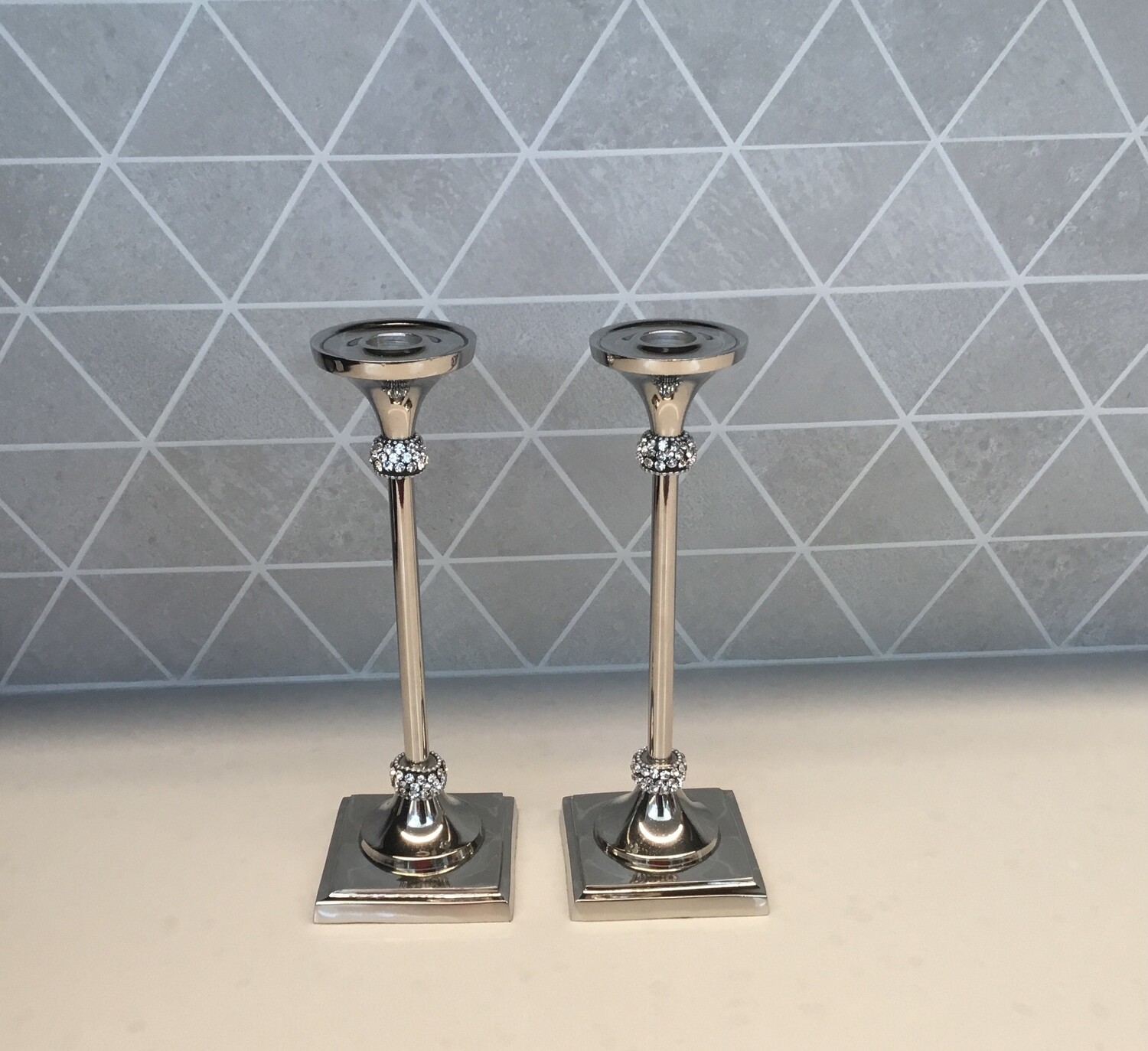 Stainless Steel Candlesticks with Chatons(diamond like)