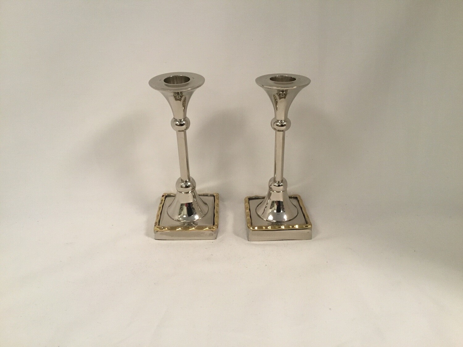 Stainless Candlesticks with Brass Borders