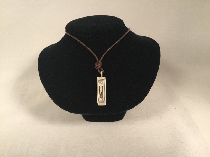 Shin/Star Mezuzah Pendant on 20” Leather Rope