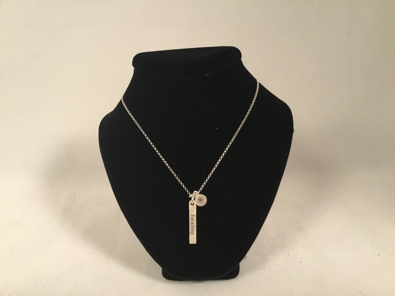 Refuah/Healing Bar and Tiny Star of David Dot on 16” Chain