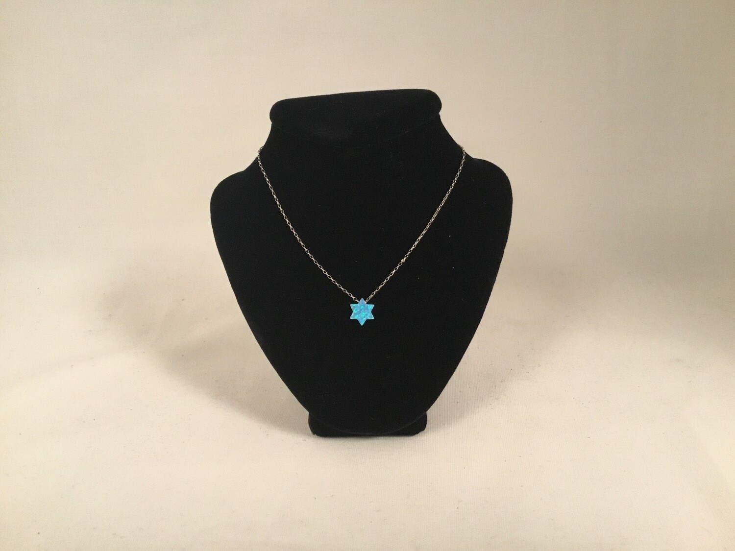  Blue Opal &quot;Star of David&quot; Pendant on 16&quot; Sterling Chain