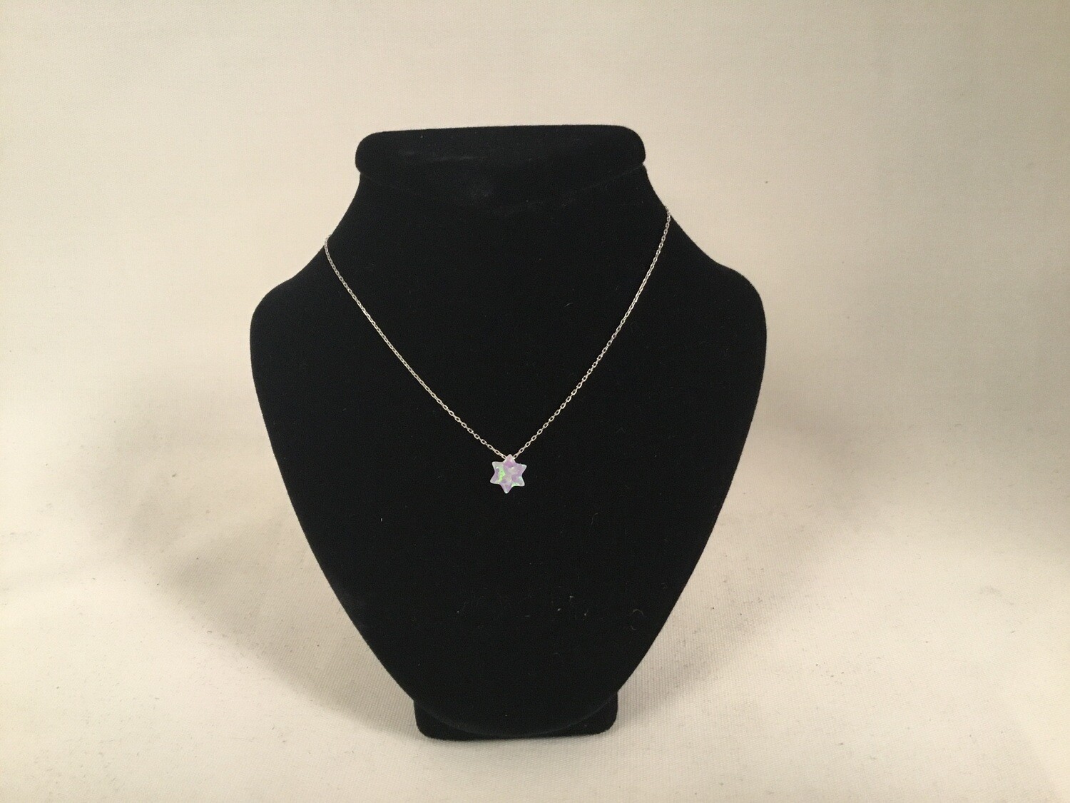 Pink Opal &quot;Star of David&quot; Necklace on Sterling Chain