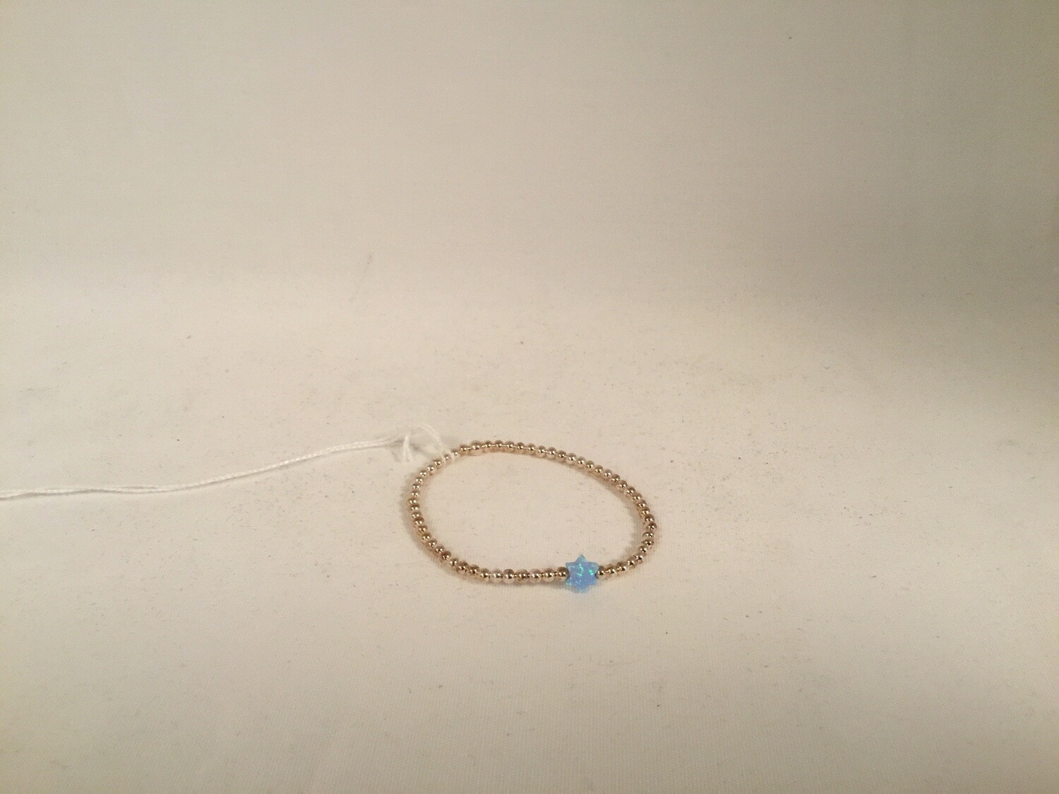Blue Opal Star on Sterling Silver Beaded Bracelet