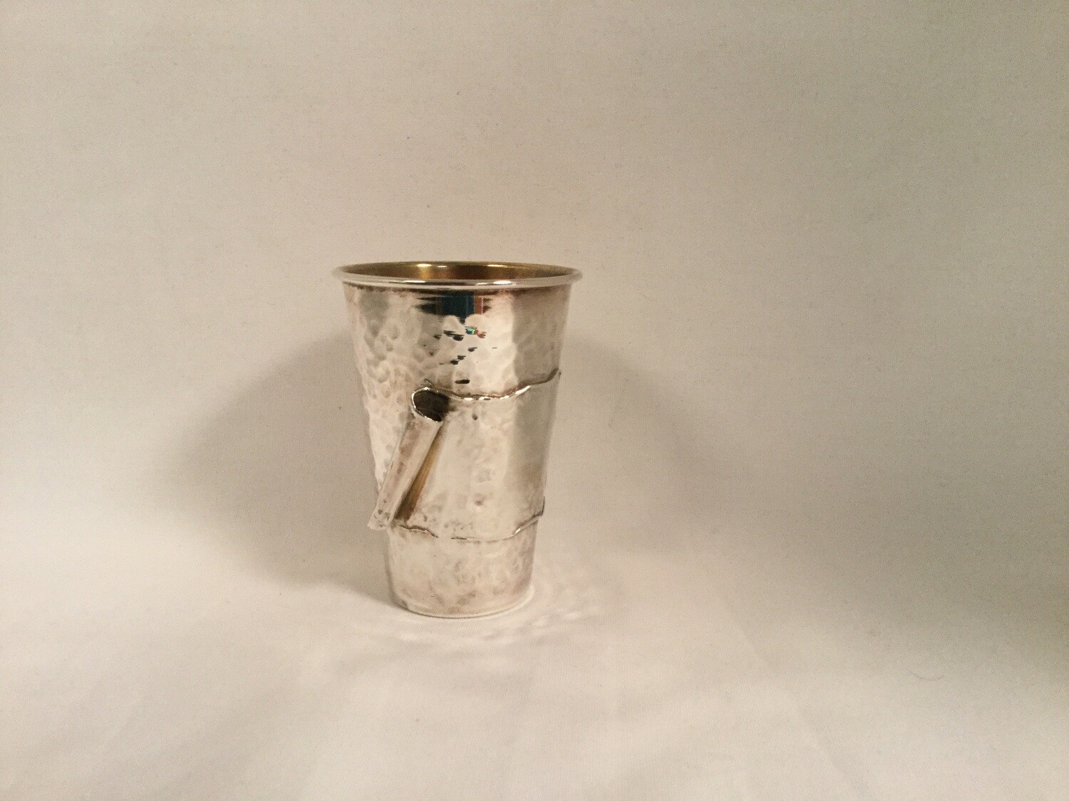 Sterling Silver Hammered Contemporary Kiddush Cup- scroll design