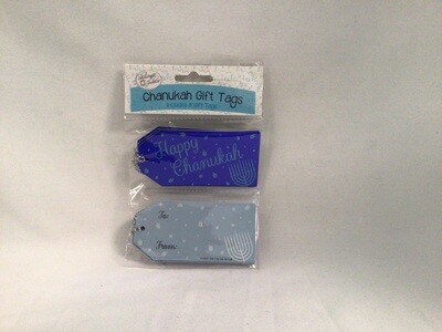Chanukah Gift Tags with Blue Foil & Holographic Accents