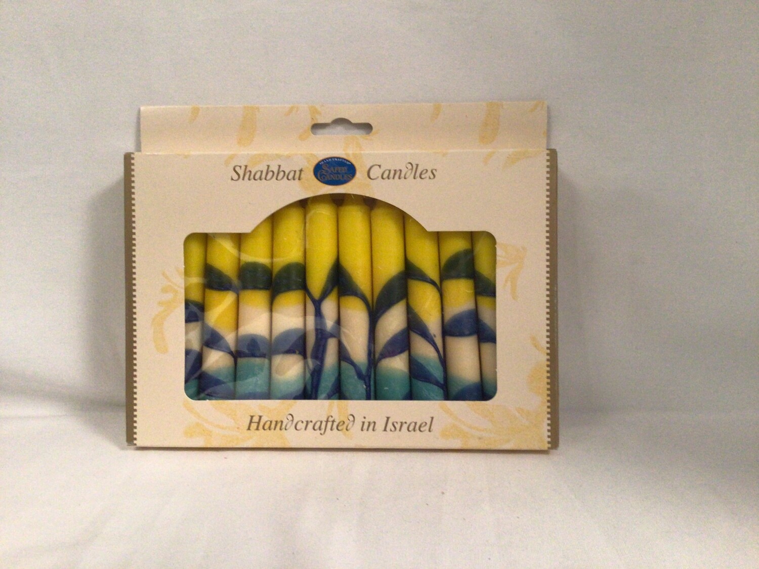 Safed Harmony Yellow Shabbat Candles - 12