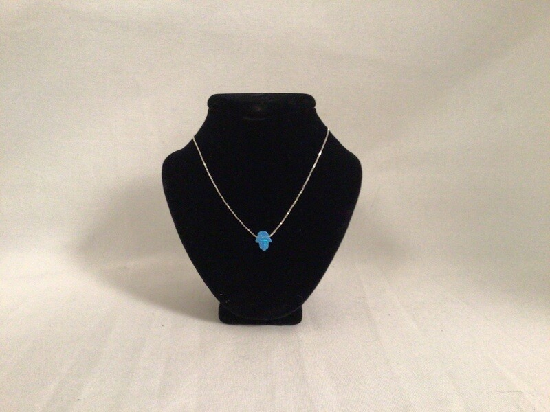 Blue Opal Hamsa on Sterling Chain