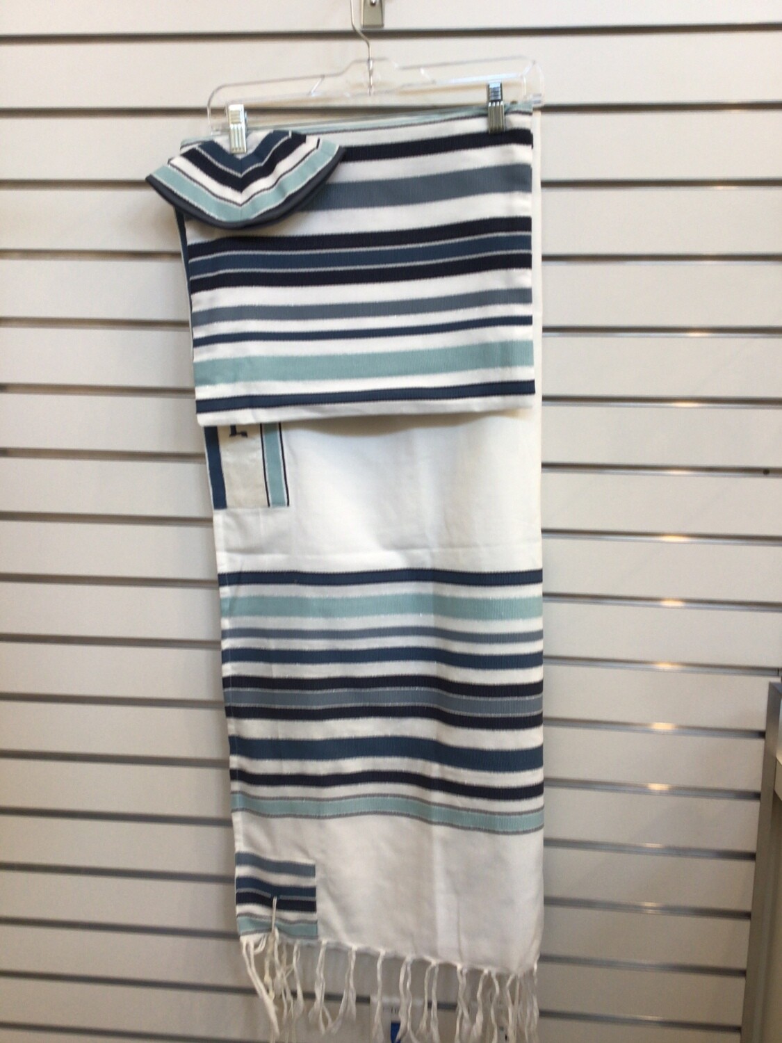 Blue Stripe Tallit Set with Blessing